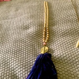 Purple/blue tassel necklace
